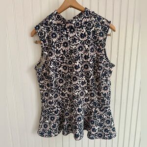 Banana Republic Floral Peplum Top Size Small - Blue and Pink Flowers